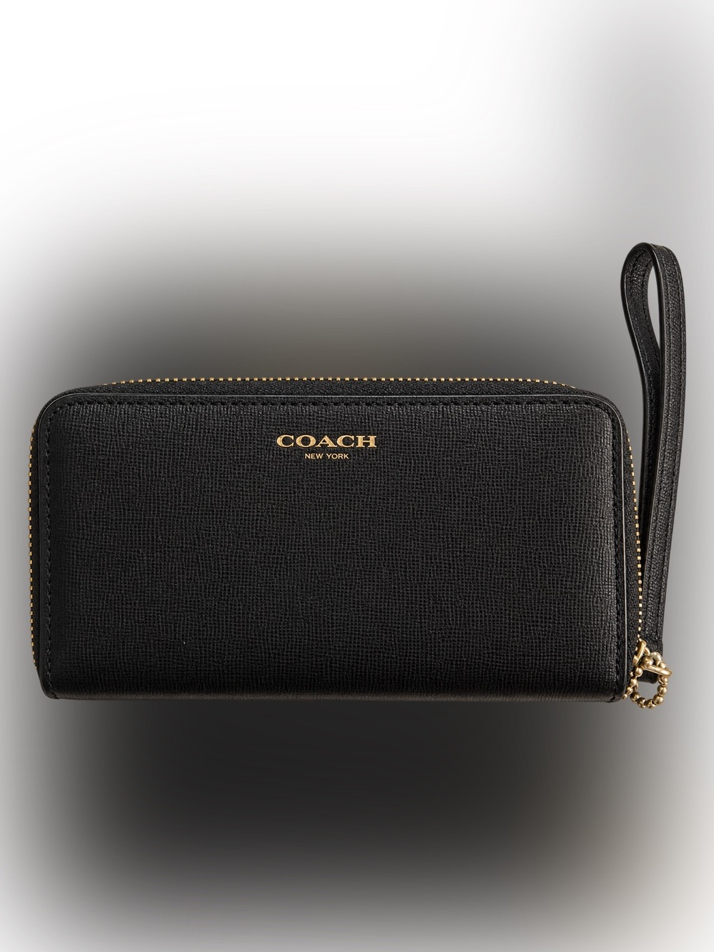 COACH Black coated canvas Zip-Around Wallet with Gold Hardware
